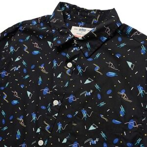 Urban Pipeline Shirt Mens XL Black 90s Geometric Memphis Style Cotton Button Up